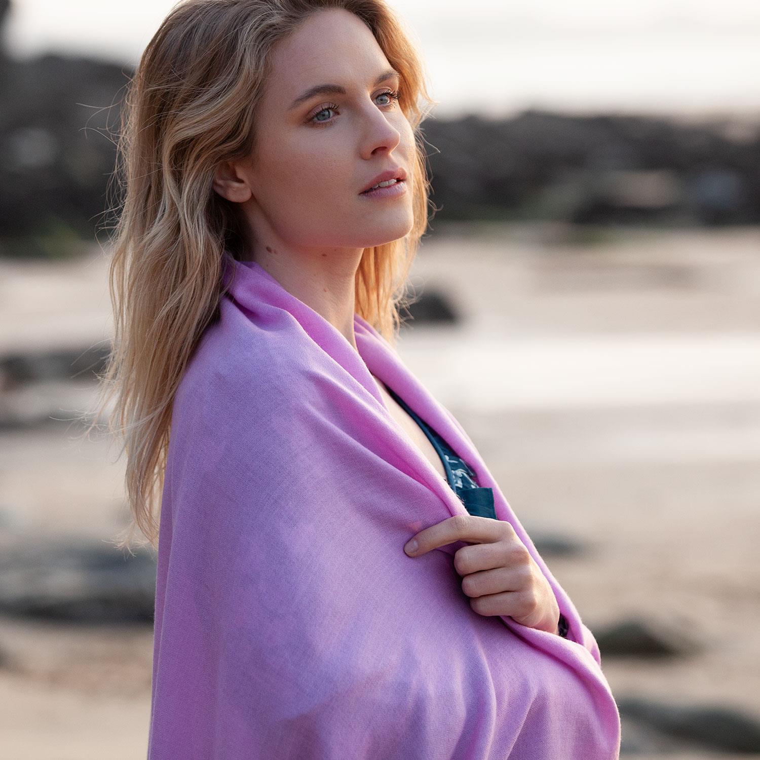 Large Merino shawl Lilac Mauve The Wool Company - Main Image