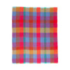 Super-soft, thick mohair throw in vibrant colour block checks in  red, blue, purple & yellow top quality warm, light & cosy 