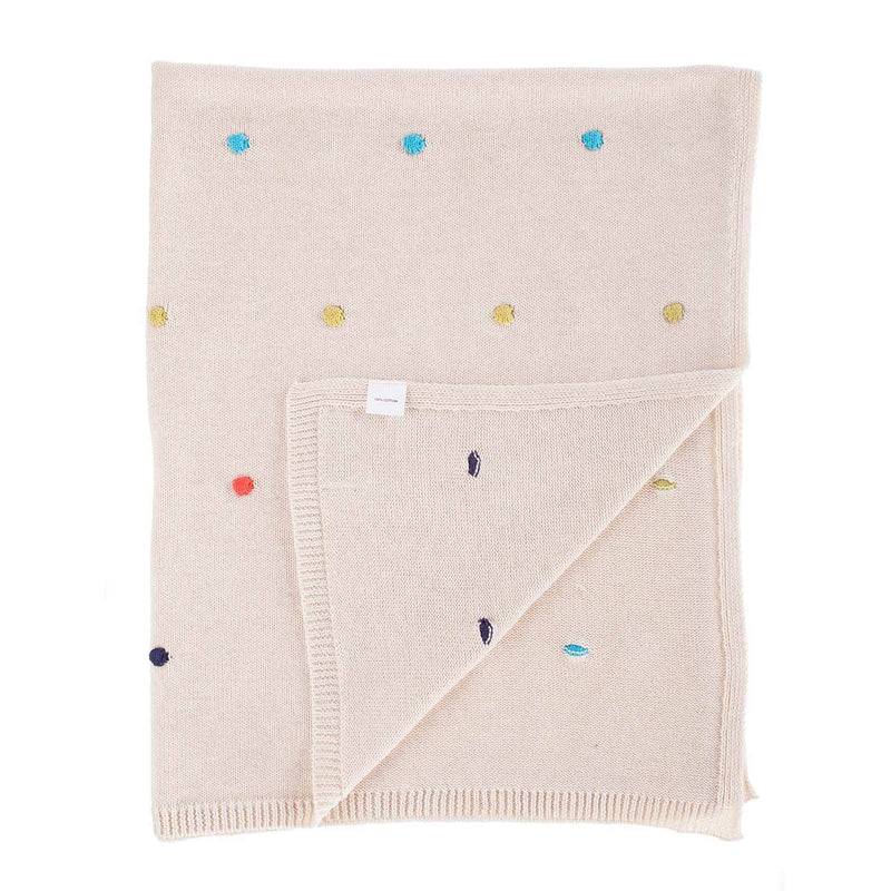 100% super-soft cotton multi-coloured spot knitted baby blanket fun pop of colour cosy & perfect for all seasons top-quality 