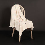 100% super-soft cotton multi-coloured spot knitted baby blanket fun pop of colour cosy & perfect for all seasons top-quality 
