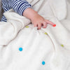 100% super-soft cotton multi-coloured spot knitted baby blanket fun pop of colour cosy & perfect for all seasons top-quality 