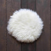 Sumptuous, natural sheepskin seat pad 38cm round, super-soft and supportive longwool fleece, natural white creamy colour