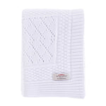 100% softest cotton intricate knitted pure white baby blanket cosy & perfect for all seasons top-quality By The Wool Company