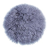 Sumptuous, natural sheepskin seat pad 38cm round super-soft yeti fleece, dyed pewter grey colour, Boho chic rustic charm