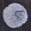 Sumptuous, natural sheepskin seat pad 38cm round super-soft yeti fleece, dyed pewter grey colour, Boho chic rustic charm