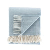 100% pure new wool British-made throw in soft subtle duck egg blue fishbone pattern top-quality From The Wool Company