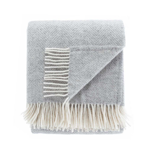 Pure New Wool Fishbone Throw Grey Mist -  - LIVING  from The Wool Company