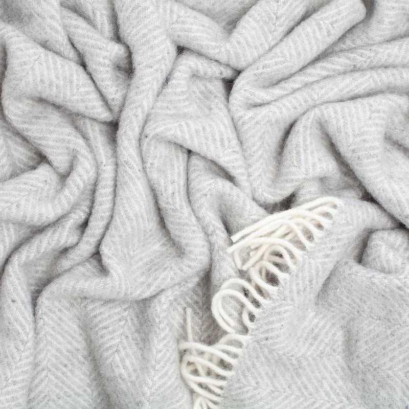 Pure New Wool Fishbone Throw Grey Mist -  - LIVING  from The Wool Company