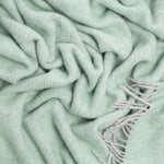  100% pure new wool British-made throw in duck egg green and silver grey herringbone top-quality contemporary subtle colourway