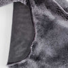 Quad-size sheepskin throw in shades of grey, silver, and charcoal extremely soft & silky, beautifully finished stunning piece