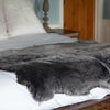 Quad-size sheepskin throw in shades of grey, silver, and charcoal extremely soft & silky, beautifully finished stunning piece