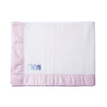 100% super-soft British-made Merino wool classic pink satin bound baby blanket perfect for all seasons From The Wool Company