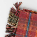 Made in Scotland tweed lambswool throw double-faced russet reds mossy greens & burnt orange checks thick & super-soft