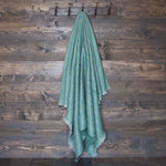 Super-soft, thick luxury mohair throw in ocean shades of sea green and turquoise blue top quality warm lightweight & cosy 