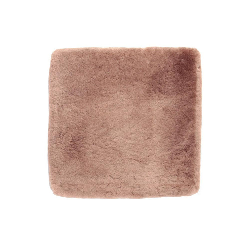 Warm mid-brown colour lambskin cushion, dense, shorn fleece & super soft & supportive filled cushion. From The Wool Company