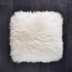 Sumptuous, double-sided, natural sheepskin cushion, with a wool cushion pad, super soft longwool fleece in natural colours