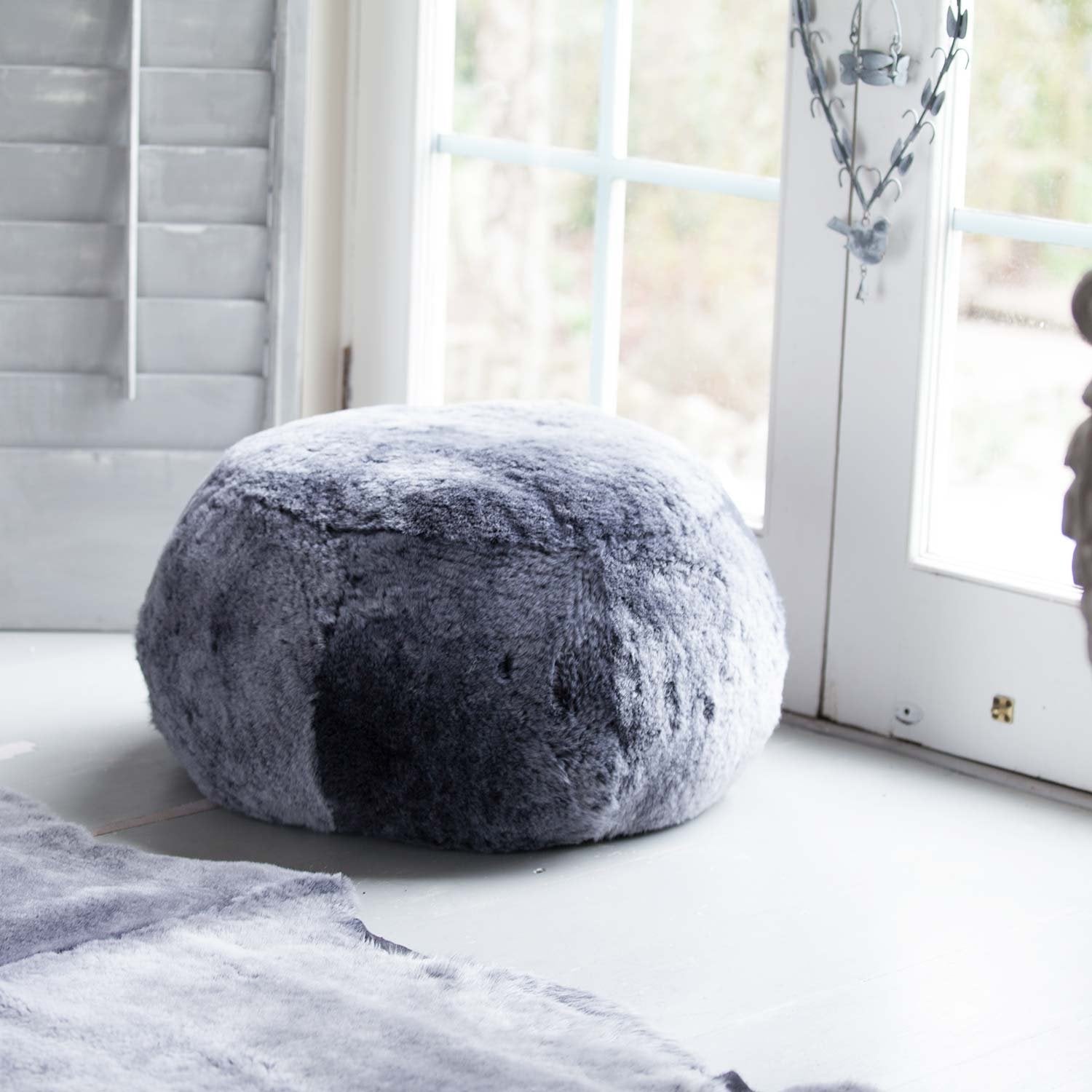 Faux sheepskin footstool online