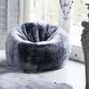 Small size genuine sheepskin bean bag, super-soft, thick,& luxurious shorn fleece in silver grey colour By The Wool Company