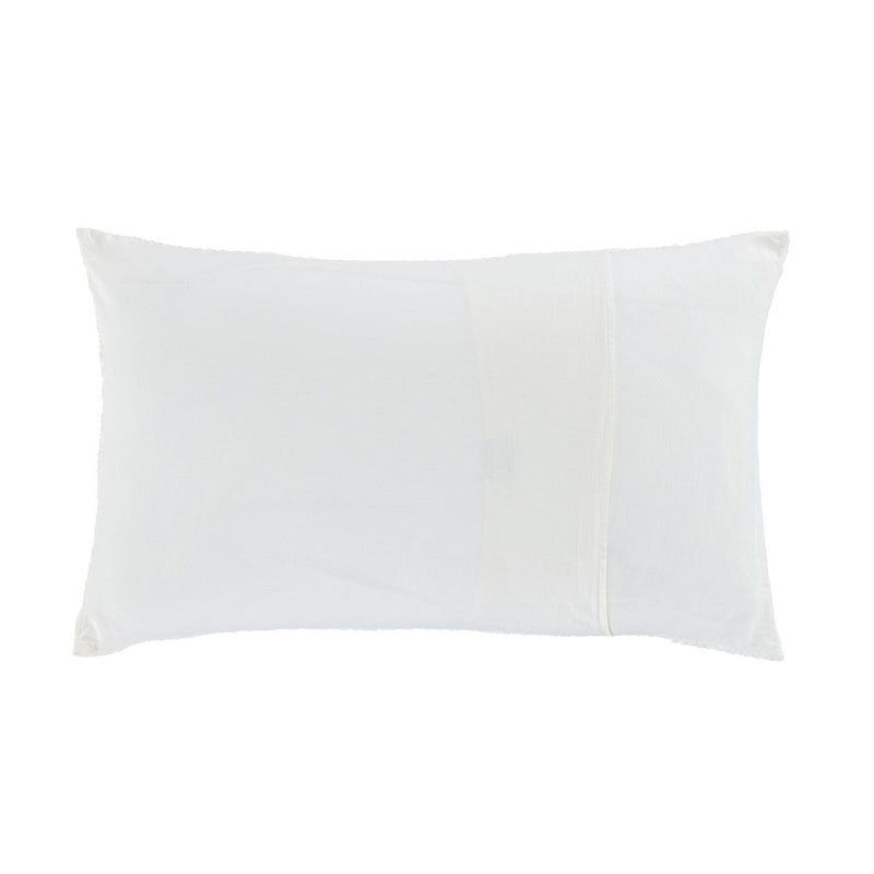 Ivory cream coloured cotton cushion cover stonewashed finish irregular textured front & plain back wool cushion pad 45 x 65cm