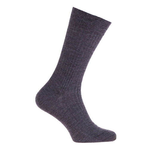 Classic design 100% Merino wool tailored socks available in black grey & navy 4 sizes made in England From The Wool Company