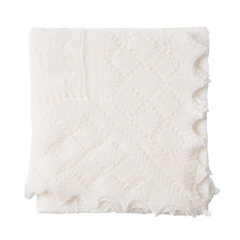 100% soft Merino lambswool ivory off white traditional design baby shawl made in England top-quality From The Wool Company