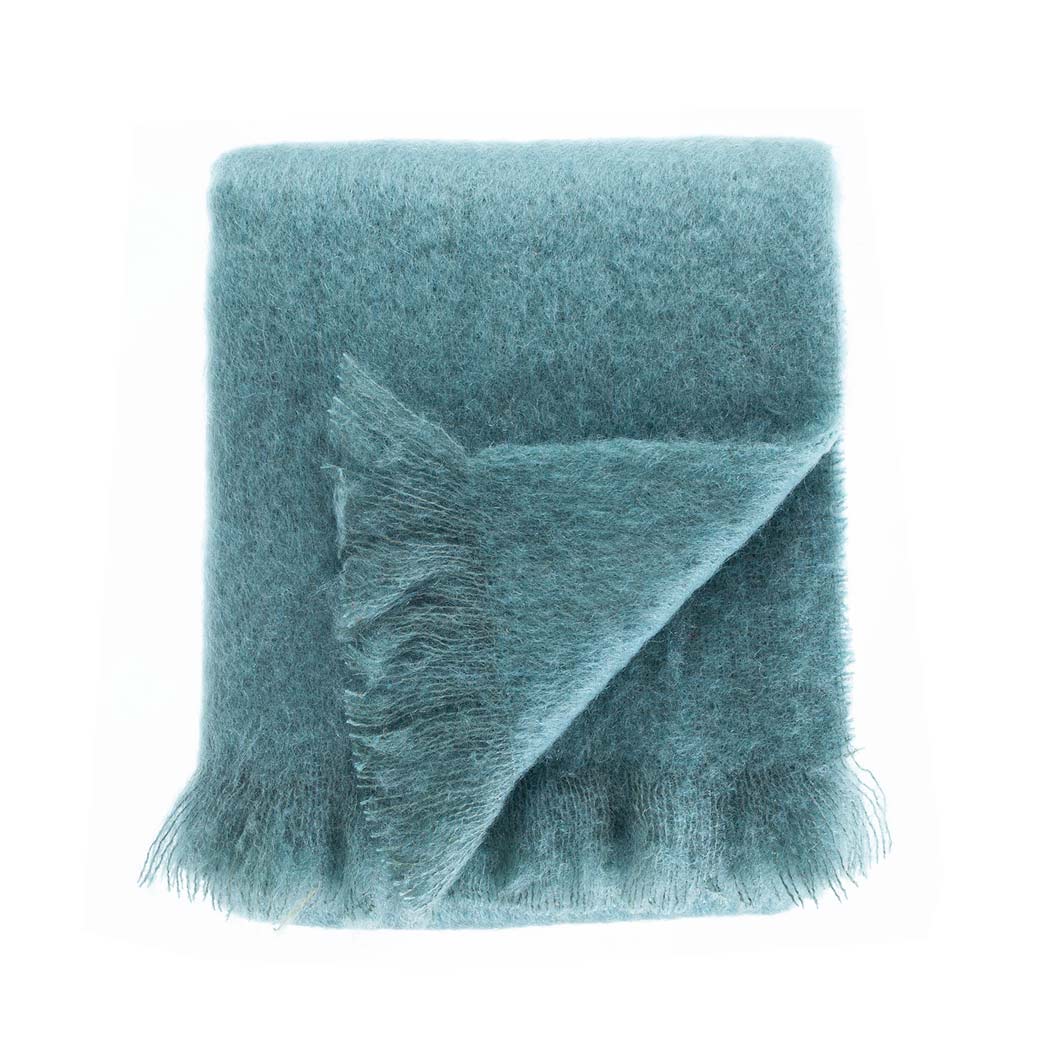 Softest Mohair Throw Teal Green Light Warm The Wool Company