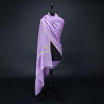 Hand-crafted 100% embroidered Zari cashmere pashmina lavender with gold thread finest-quality From The Wool Company