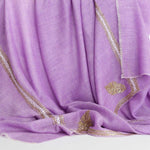 Hand-crafted 100% embroidered Zari cashmere pashmina lavender with gold thread finest-quality super-soft special shawl